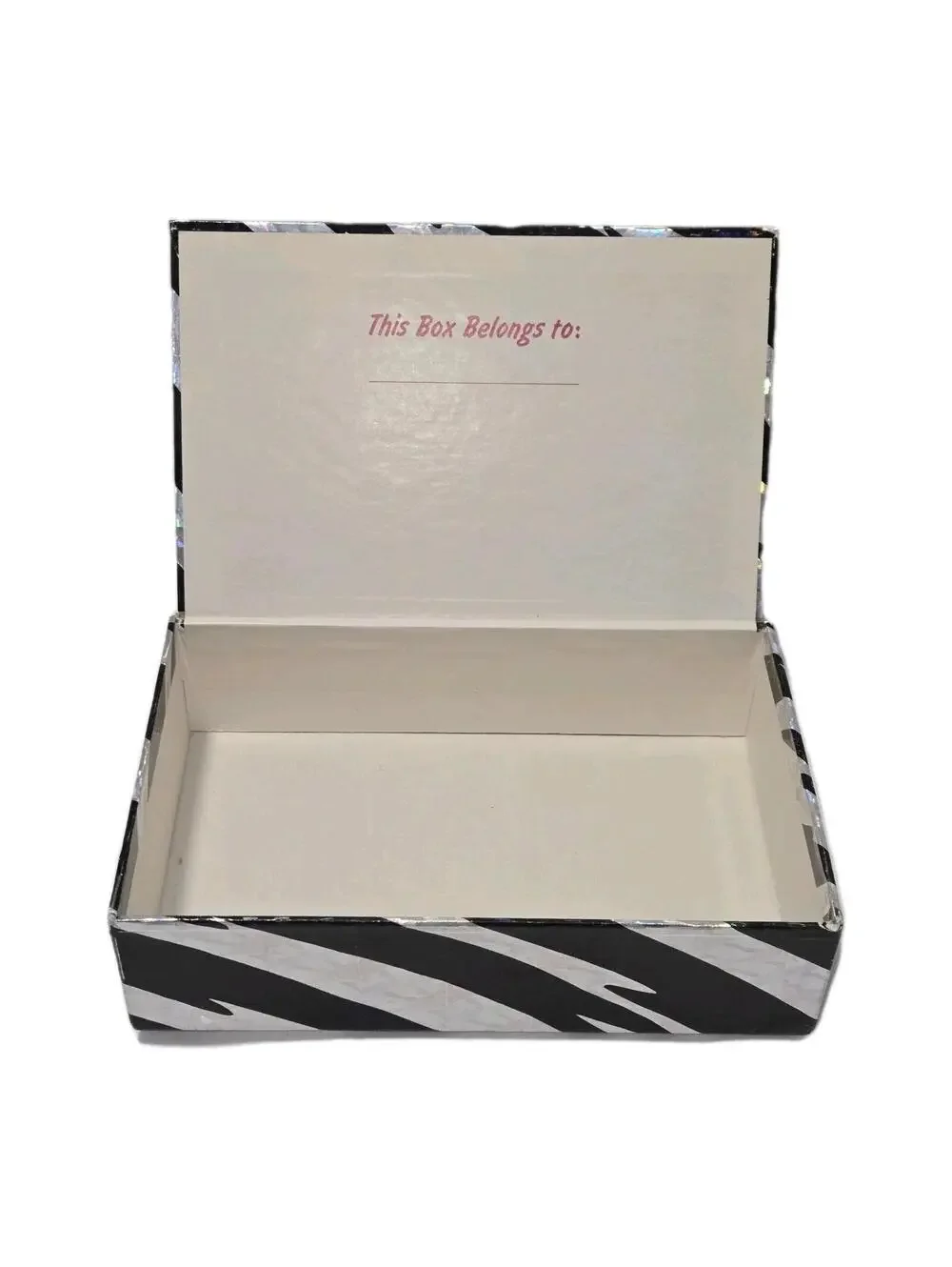Vintage School Pencil Box Zebra Cracked Ice Made in USA General Box Company, EUC